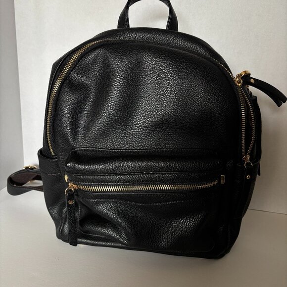 Black Backpack, Vegan Leather, Like new - Picture 1 of 4